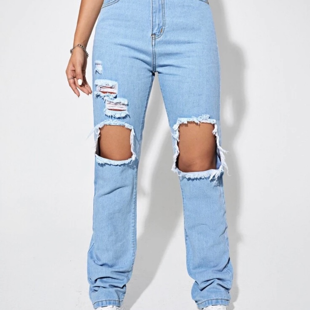 SHEIN boyfriend blue jeans
